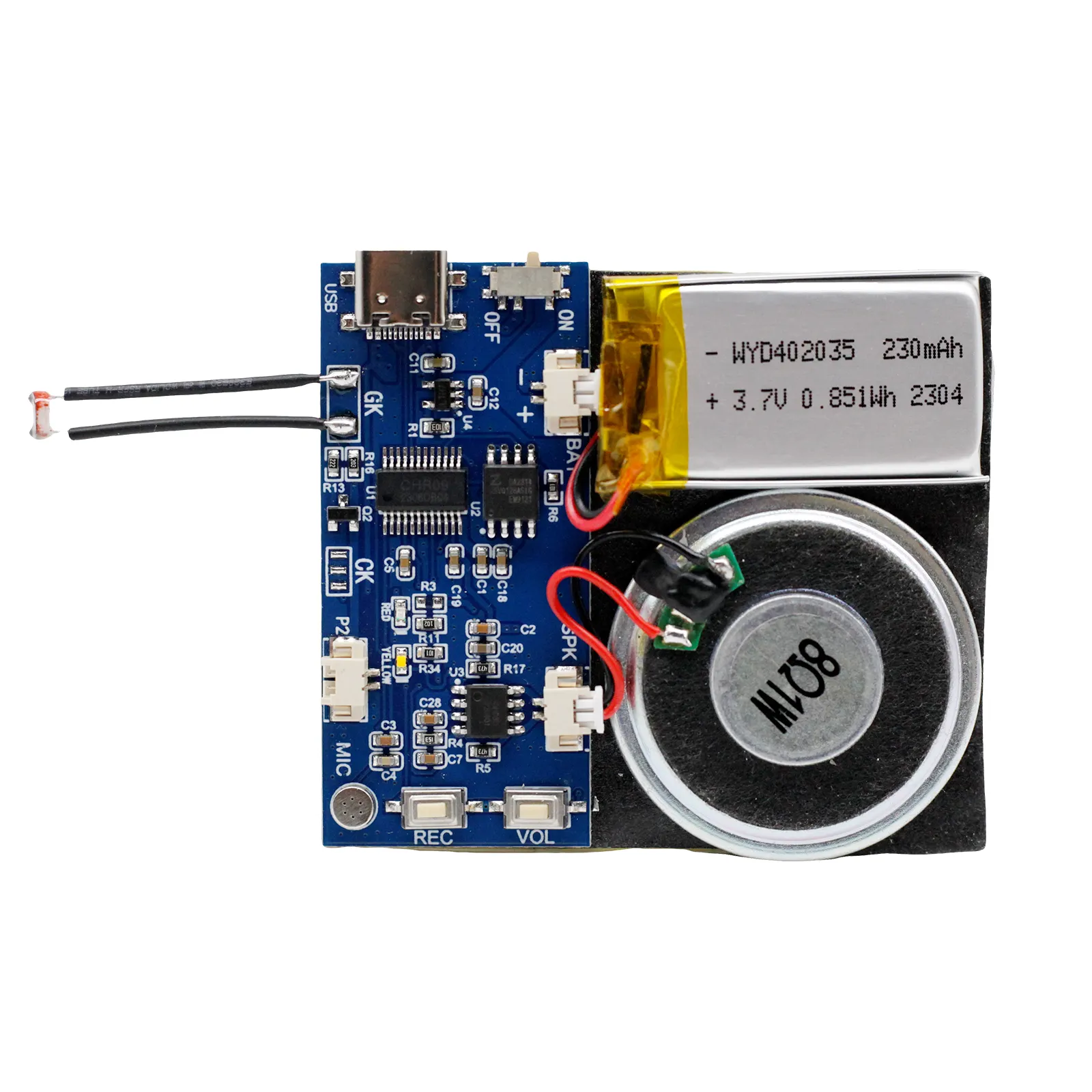 Hediye tebrik kartları hoparlörler için ışık sensörlü anahtar ses çipi ile USB indirilebilir tebrik kartı ses modülü