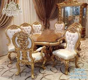 Juego de mesa de comedor barroco de madera maciza hecha a mano de lujo Juego de mesa de comedor de 8 plazas de nuevo diseño Muebles de comedor de madera maciza europea - Product Image 4