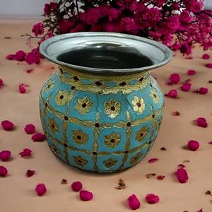 Vajilla Meenakari Lota de acero inoxidable chapado en oro con técnica de soldadura para decoraciones y regalos del hogar y bodas - Product Image 1