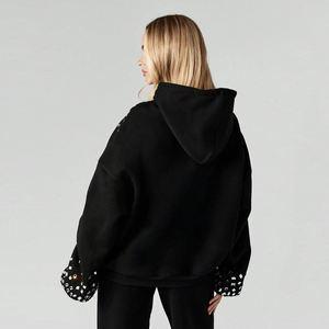 Sweat à capuche tendance avec strass pour femme, en molleton de coton, respirant, streetwear, mode vintage, broderie, patch, sweat à capuche confortable - Product Image 2