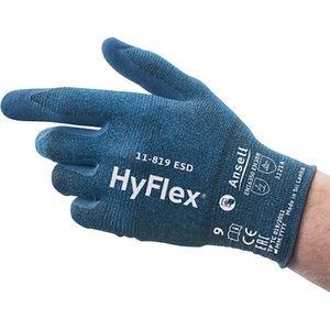 Gants Ansell HyFlex 11-819 ESD Taille 11 Bleus Conformes aux normes EN 388 et EN 16350 EPI Catégorie II Équipement de protection Lot de 12 - Product Image 1