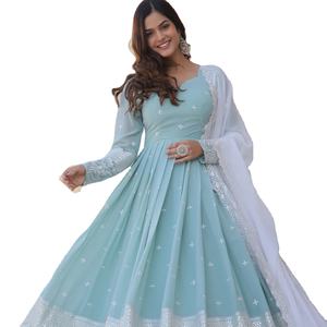 Dernier créateur de robe Anarkali Fab Zone fil à broder en fausse georgette Work High Party Wear Salwar Lehenga Choli fantaisie - Product Image 1