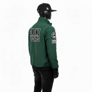 Chaqueta Softshell Premium de 320 GSM, Resistente al Viento y al Agua, Color Verde con Paneles en las Mangas, Chaqueta Softshell Personalizada para Hombre - Product Image 4