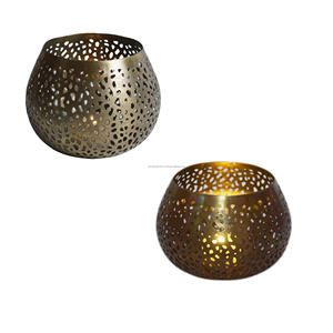 การออกแบบที่กำหนดเองเทียนแก้บนที่มีรูปแบบเงาจบชาแสงและเชิงเทียนตกแต่งบ้านอาหารค่ำและการออกแบบงานแต่งงาน - Product Image 5