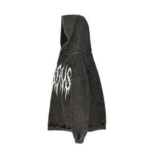 Sweat à capuche en molleton français 100% coton lourd, série High Street, lavage à l'acide, lavage à l'eau de pierre, vintage - Product Image 3