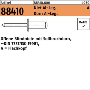 Remaches Ciegos de Aluminio R 88410 FLAKO 4x9.8mm Paquete de 500 Piezas - Product Image 1