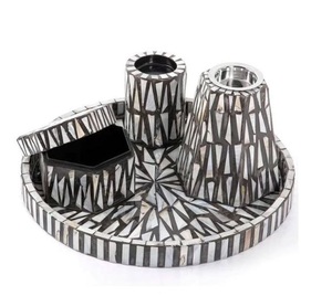 Ensemble de brûleur à bakhoor en résine avec incrustation de nacre de style vintage, design en nacre, brûleur à encens Mubakhar, cadeau pour la maison ou le bureau, pour la diffusion de parfum - Product Image 2