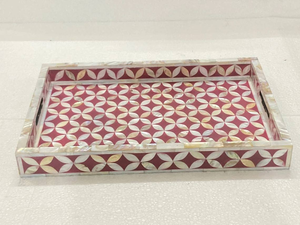 Plateau de service rectangulaire en nacre incrustée d'os Art Déco, fait main, luxe, exportation indienne, vase de table pour revendeurs - Product Image 3