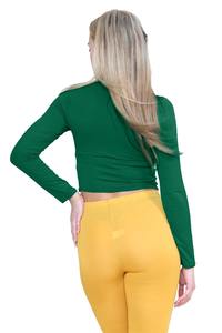 T-shirt uni à col roulé et col roulé, manches longues, extensible, basique, couleur unie, 2025 - Product Image 4