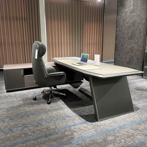 Modern Luxury Wooden Executive <b>Office</b> Desk L Shaped Boss Manager <b>Table</b> Ergonomic CEO Furniture High Quality MDF - Product Image 4