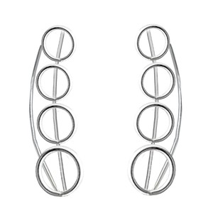 Orecchini pendenti in argento Sterling con quattro cerchi Openwork scalatore Design 29x9mm ipoallergenico - Product Image 1