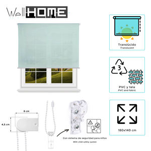 Tenda a Rullo Traslucida Well Home - Azzurro, 180 x 140 cm (larghezza x lunghezza)/Dimensioni tessuto 177 x 135 cm - Product Image 2