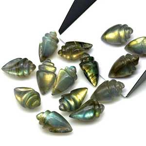 Tuyệt vời tự nhiên Labradorite ốc xà cừ vỏ hình dạng khắc đá quý đối với trang sức làm 18x10mm chữa bệnh năng lượng quyến rũ mặt dây - Product Image 1