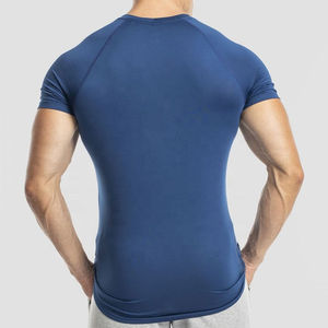 T-shirts pour hommes personnalisés, vêtements de sport ajustés, commande en gros, qualité d'exportation, t-shirts de musculation à manches courtes ajustés pour hommes - Product Image 2
