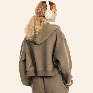 Conjunto de pantalones de chándal de invierno de algodón 100% personalizado, ropa de calle, sudaderas con capucha cortas informales de peso pesado y trajes de joggers para hombres - Product Image 3