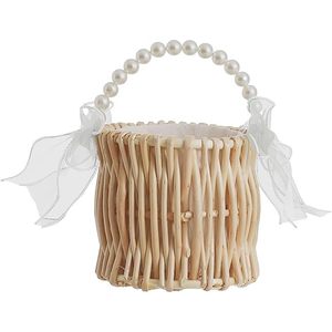 Panier de mariage en rotin créatif avec poignée pour les occasions spéciales Décorations de café de célébrations de jardin de vacances - Product Image 1