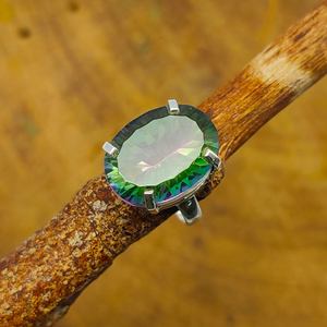 แหวนพลอยบุษราคัมสีเงินสเตอร์ลิง925ทันสมัยหินรูปไข่เรียบเนียนสวยงามทันสมัยสำหรับงานแต่งงานและปาร์ตี้ - Product Image 1