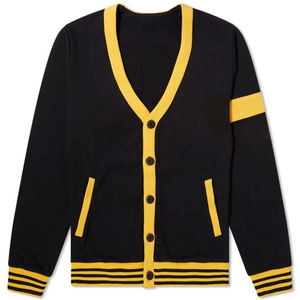 College Casual Custom Logo Button Jacquard V Neck Long Sleeve <b>Men</b> <b>Knit</b> Slim Fit Sweater <b>Cardigan</b> Designers Clothing With Pocket - Product Image 1