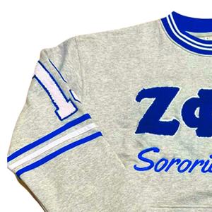 Pull en éponge française 100% coton avec logo brodé Sororities & College Crewneck Sweatshirt Winter Fleece with Lined Design - Product Image 3