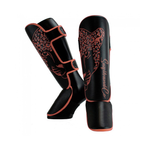 Nouvel arrivage Protège-tibias universels de boxe jumeaux sur mesure Protection cou-de-pied en cuir véritable pour le kickboxing - Product Image 1