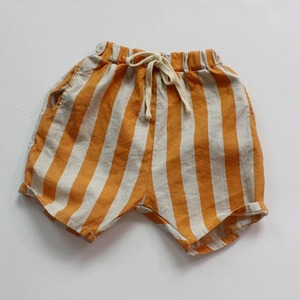 Pantalones de lino y algodón para niñas, pantalones cortos a rayas para niños, pantalones cortos informales para niños para el verano 2024 - Product Image 2