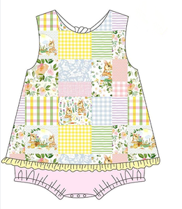 Conjuntos de ropa para niños con conejito de Pascua, venta al por mayor, conjunto de pantalones cortos con volantes florales de Boutique para niñas, trajes de vestido de verano para niñas - Product Image 1