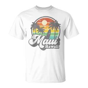 Camiseta sin Mangas Vintage de los 70 con Diseño de Surf de Maui, Hawái, Ropa Promocional Retro con Temática de Playa Hawaiana - Product Image 1