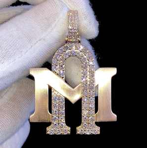 Custom VVS Moissanite Handmade 'I' Logo <b>Pendant</b> Men's Hip Hop Style Bustdown Charm <b>Necklace</b> 925 Sterling <b>Silver</b> Rhodium <b>Necklace</b> - Product Image 3