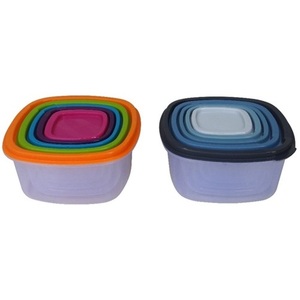 Juego de 5 Recipientes de Plástico con Tapas para Almacenamiento de Alimentos en el Refrigerador o para Viajes - Product Image 1