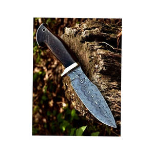 Couteau de chasse à lame damas personnalisable de haute qualité manche en bois en acier inoxydable meilleure qualité pour bricolage Camping OEM disponible - Product Image 4