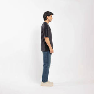 100% T-shirt noir surdimensionné en coton épais pour hommes large et grande taille respirant avec un design vierge pour hommes - Product Image 5