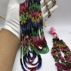 Cuentas de piedras preciosas de zafiro rubí Esmeralda 3mm a 4mm 14 líneas 870 quilates cuentas sueltas multicolores para joyería - Product Image 3