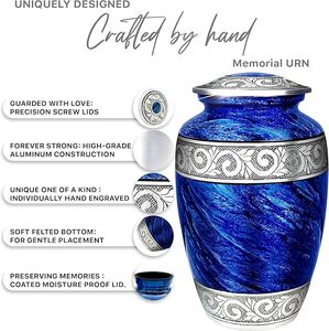 Handmade <b>Large</b> Adult Mosaic Aluminium Glass Cremation <b>Urn</b> Unique Funerals Supply With Individual Tiles Applied Burial - Product Image 6