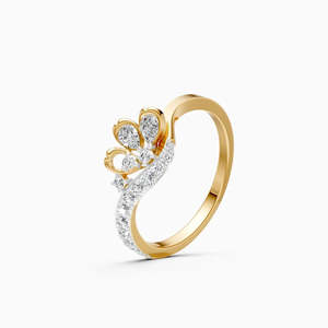 แหวนเพชรทรงดอกไม้ Heart Bloom Curve Lab Grown Diamond น้ำหนัก 0.29 กะรัต ทรงกลม ประดับทอง 9K สีเหลือง ขาว และโรสโกลด์ - Product Image 1