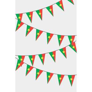 Guirlande de drapeaux triangulaires du Burkina Faso, imprimés numériquement, multicolores, en fibre de verre, variés (nylon, polyester, vinyle, soie) - Product Image 1