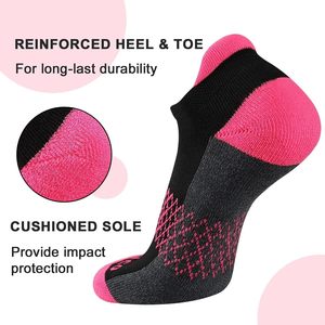 Chaussettes de cheville de course athlétique pour femmes 6 paires avec semelle rembourrée et onglet 97% Polyester 3% Spandex Chaussettes de sport - Product Image 4