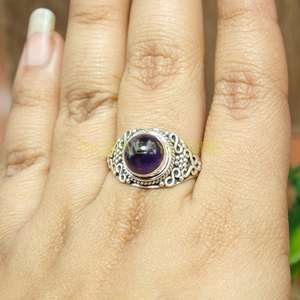 Natural Purple <b>Amethyst</b> Gemstone 925 Sterling Silver Handmade Vintage Filigree Design <b>Ring</b> for Women - Product Image 3