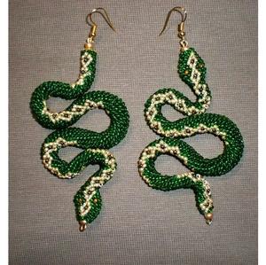 Pendientes de serpiente con cuentas personalizadas con cuentas de semillas, artesanía al por mayor, pendientes de serpiente a la moda, bordado de cuentas de semillas - Product Image 3