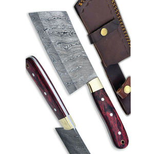 Chef de cuisine en acier damas fait à la main ensemble de couteaux intelligents couteau de coupe de légumes en acier au carbone de haute qualité en bois de Pakka - Product Image 4