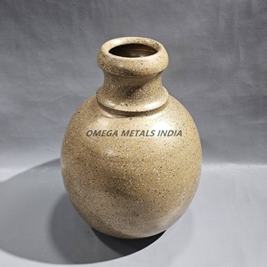 Stylish Gold Metal <b>Vase</b> with Textured Vertical Lines and Sleek <b>Tall</b> Shape Ideal for Modern Home and Luxury Interior Decorations - Product Image 2