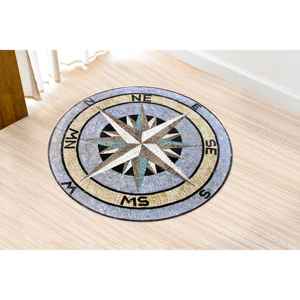 Alfombras Redondas Compass - Alfombras Redondas con Diseño de Brújula, Alfombra Artística Moderna, Alfombra de Terciopelo - Product Image 5