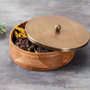 Rustic <b>Masala</b> Premium Wooden <b>Box</b> for Authentic Spice Storage Spice Craft Handcrafted Wooden <b>Masala</b> <b>Box</b> with Dividers - Product Image 4