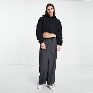 Vente en gros de coton éponge français pull à épaules tombantes Boxy sweat à capuche court personnalisé sweat à capuche double doublure - Product Image 4