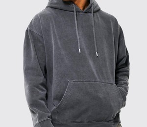 80% Algodón 20% poliéster hombros caídos pulóver estilo lavado ácido dobladillo acanalado y puños Sudadera con capucha de gran tamaño - Product Image 6