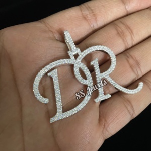 Charm nom personnalisé pour femme VVS pendentif en argent sterling 925 avec testeur de passes de cadeaux de fête des mères Moissanite glacée - Product Image 2