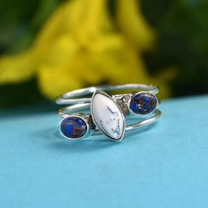 ลดกระหน่ำทำด้วยมือหอนและ lapis แหวนซ้อนกันได้เพื่อความสงบหรือสัญชาตญาณและสไตล์ชั้นที่ไม่ซ้ำใครในชีวิตประจำวัน - Product Image 3