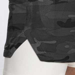 Pantalones cortos informales 2 en 1 para hombre, pantalones cortos de compresión para gimnasio, cintura elástica cómoda, diseño de camuflaje negro para deportes y correr - Product Image 5