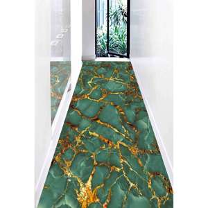 Tapis en marbre vert et or : Décoration moderne pour la maison, tapis doux non tissé - Product Image 4