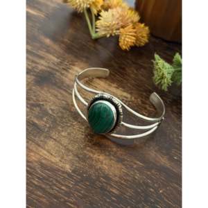 Alex Begay <b>Malachite</b> & Sterling Silver Fashion Cuff <b>Bracelet</b> - Product Image 4