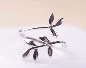 Anillo ajustable de rama de hoja de Plata de Ley 925 chapado en oro de moda para mujer, joyería de aniversario de diseño abierto inspirada en la naturaleza - Product Image 5